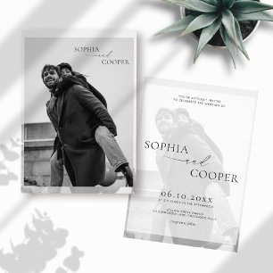 Black & White Simple Overlay Photo Wedding Invitation