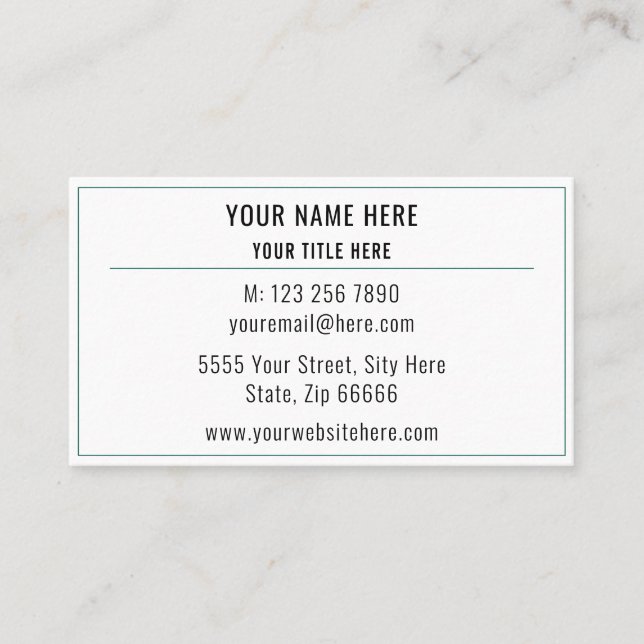 Black White Simple Personalised Your Business Card (Front)