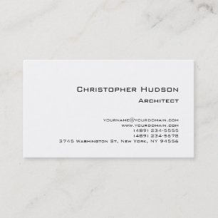 Black White Simple Plain Architect Business Card