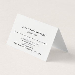Black White Simple Plain Architect Business Card