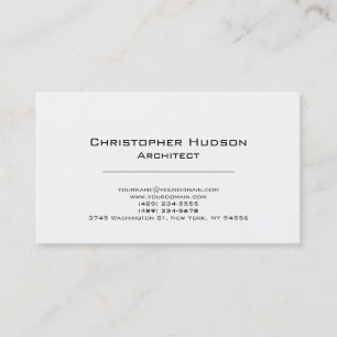 Black White Simple Plain Architect Business Card