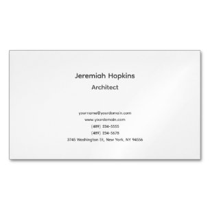 Black White Simple Plain Architect Magnetic Business Card