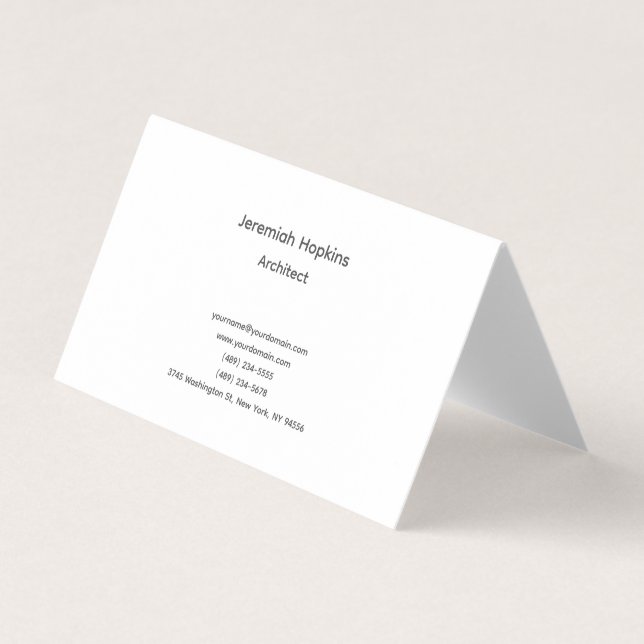 Black White Simple Plain Architect Premium Pearl Business Card (Front)