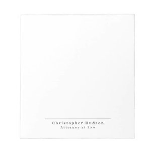 Black White Simple Plain Minimalist Notepad