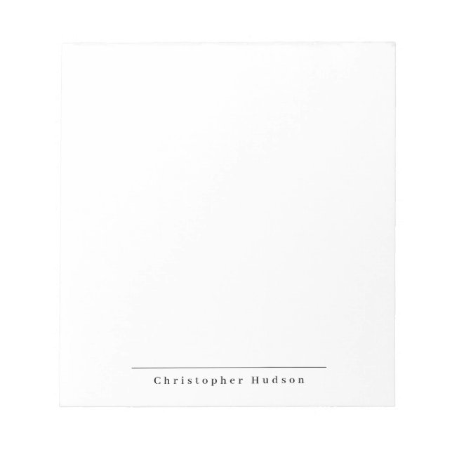 Black White Simple Plain Minimalist Notepad (Front)