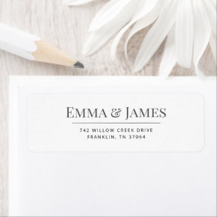 Black & White Simple Typography Names Wedding Return Address Label