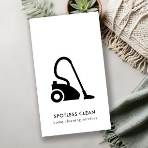 BLACK WHITE SIMPLE VACUUM CLEANER CLEANING SERVICE BUSINESS CARD