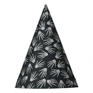 Black & White Skeleton Hand Pattern Birthday Party Hat