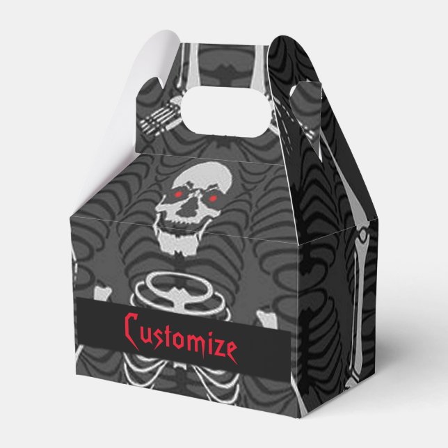 Black & White Skeletons Halloween Gable Favour Box (Front Side)