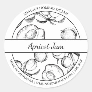 Black & White Sketch Apricot Jam label