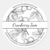 Black & White Sketch Cranberry Jam label