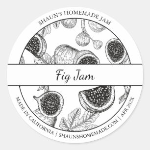 Black & White Sketch Fig Jam label