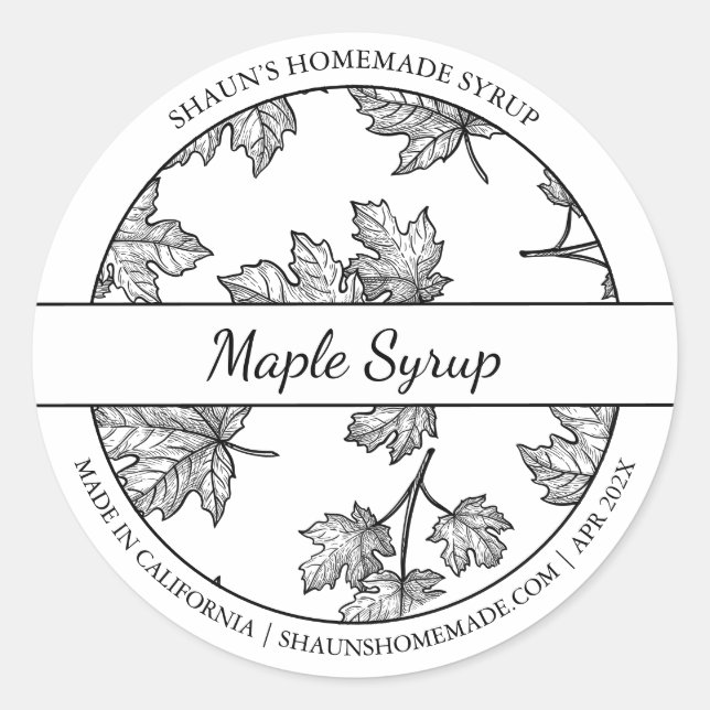 Black & White Sketch Maple Syrup label (Front)
