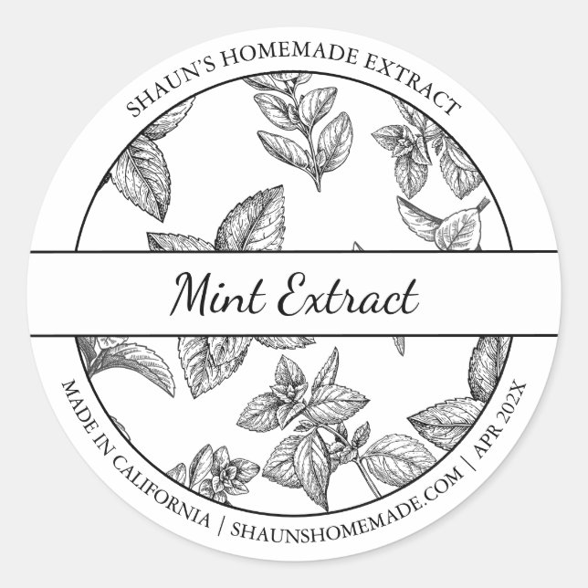 Black & White Sketch Mint Extract label (Front)