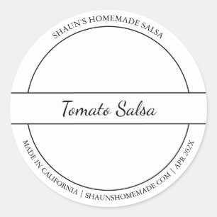 Black & White Sketch Tomato Salsa Label