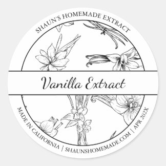 Black & White Sketch Vanilla Extract label