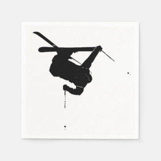 Black & White Skier Napkin
