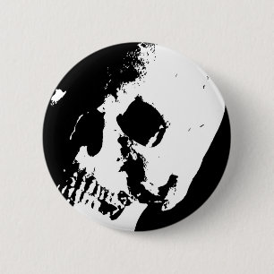 Black & White Skull 6 Cm Round Badge