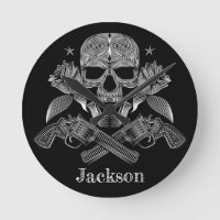 Black & White Skull and Guns