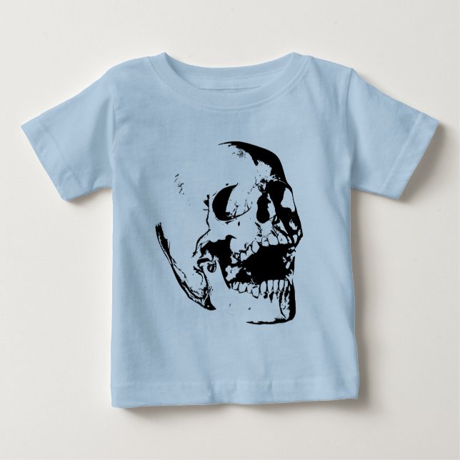 Black White Skull Baby T-Shirt (Front)