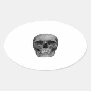 Black & White Skull Oval Sticker