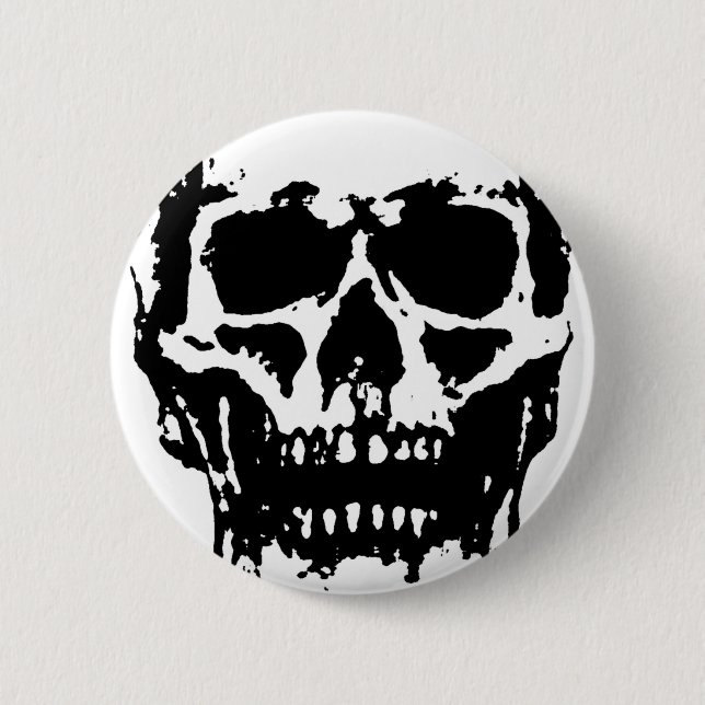 Black White Skull Pop Art 6 Cm Round Badge (Front)