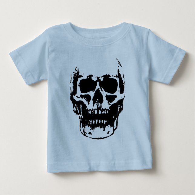 Black White Skull Pop Artwork Baby T-Shirt (Front)