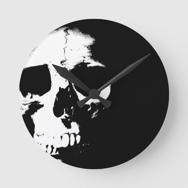 Black & White Skull Round Clock (Front)