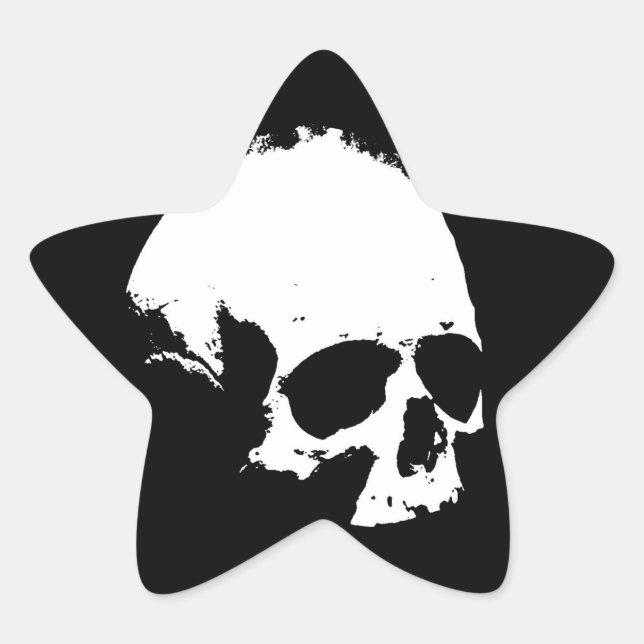Black & White Skull Star Sticker (Front)
