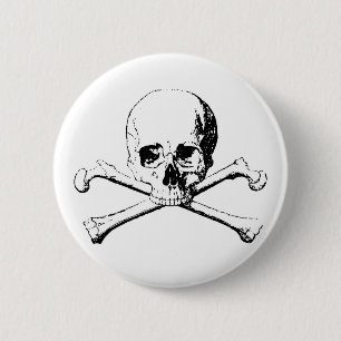 Black & White Skull & the Bones 6 Cm Round Badge