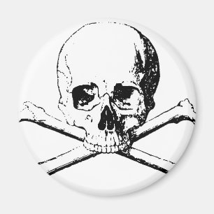 Black & White Skull & the Bones Magnet