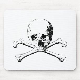 Black & White Skull & the Bones Mouse Pad
