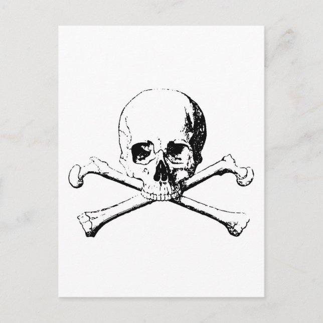 Black & White Skull & the Bones Postcard (Front)
