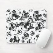 Black & White Skulls Skeleton Skull Art Pattern Mouse Pad (With Mouse)