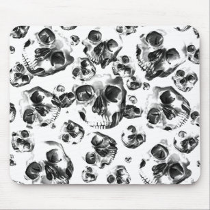 Black & White Skulls Skeleton Skull Art Pattern Mouse Pad