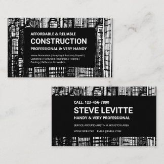 Black & White Skyscraper Construction Business Card
