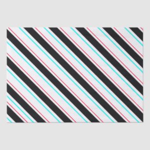 Black White Slanted Regimental Stripe Lines Tissue Paper