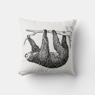 Black & White Sloth Sketch Cushion