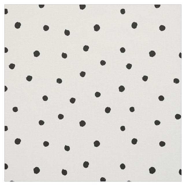 Black White Smal Dot Brush Circle Print Minimalist Fabric (Swatch)