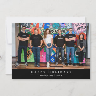 Black & White Small Business Team Photo Greeting Holiday Card