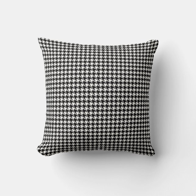 Black White Small Houndstooth Chequered Cushion (Front)