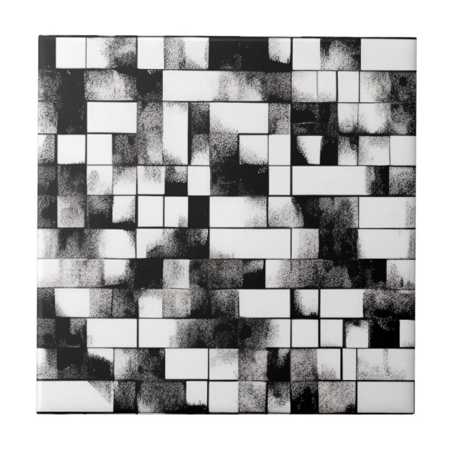 Black white small modern geometric pattern tiles (Front)