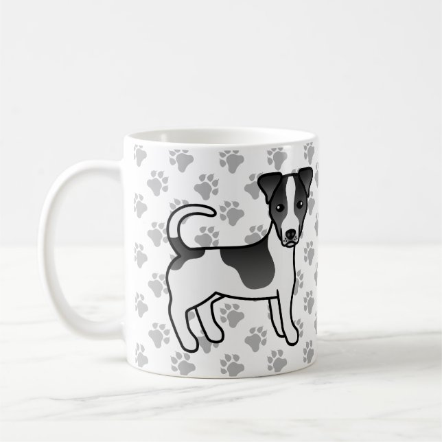 Black & White Smooth Coat Jack Russell Terrier Dog Coffee Mug (Left)