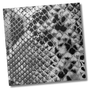Black White Snake Skin Print Ceramic Tile