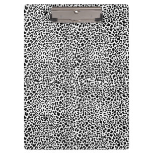 Black & white snow leopard print clipboard