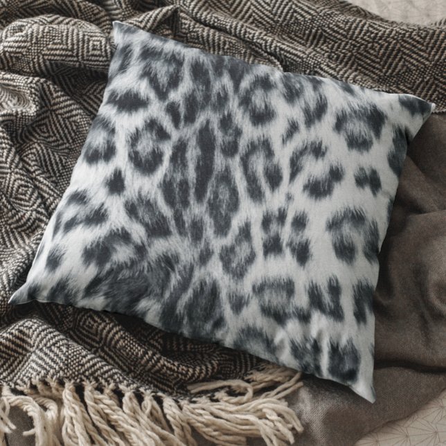 Black White Snow Leopard Realistic Looking Cushion (Creator Uploaded)