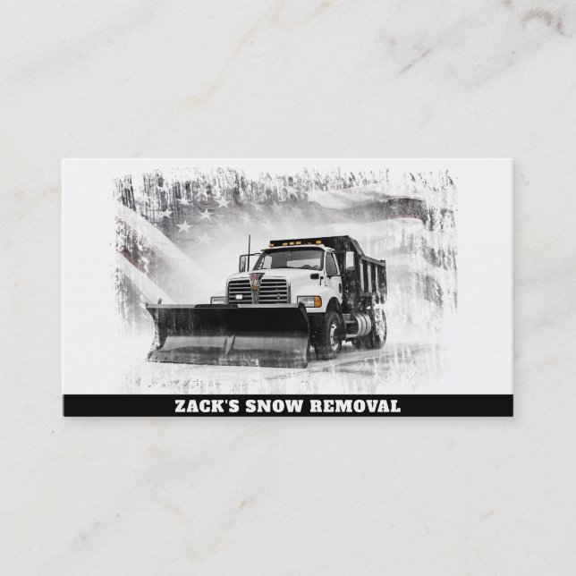 *~* Black White Snow Removal Truck Flag AP74 Business Card (Front)