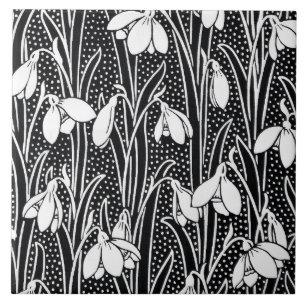 Black & White Snowdrop Pattern  Ceramic Tile