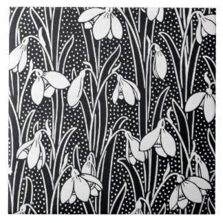 Black & White Snowdrop Pattern  Ceramic Tile