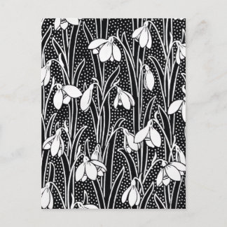 Black & White Snowdrop Pattern  Postcard